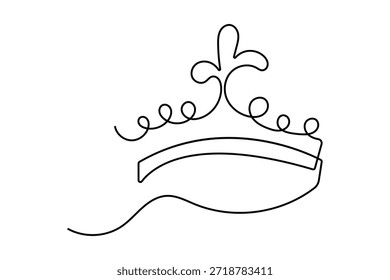 Vector de contorno aislado minimalista del arte de una línea del símbolo de la corona