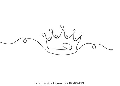 Vector de contorno aislado minimalista del arte de una línea del símbolo de la corona