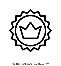 Crown Symbol Design within Rounded Emblem on White Background