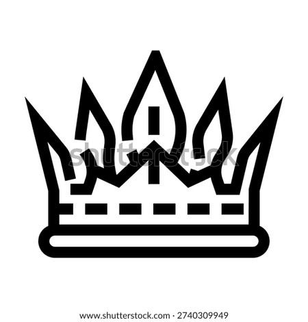 Crown symbol featuring a minimalist black outline design on a white background, representing concepts like monarchy, leadership, authority, victory, and exclusive status