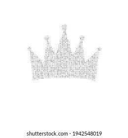 The crown symbol filled with black dots. Pointillism style. Vector illustration on white background