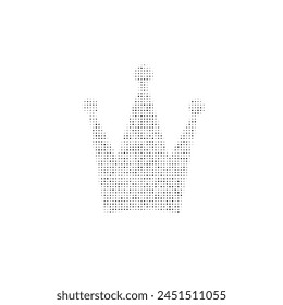 The crown symbol filled with black dots. Pointillism style. Vector illustration on white background
