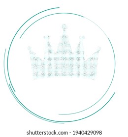 The crown symbol filled with teal dots. Pointillism style. Vector illustration on white background
