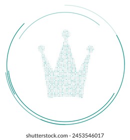 The crown symbol filled with teal dots. Pointillism style. Vector illustration on white background