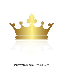 Crown symbol with Gold Color isolate on white background, vector illustration