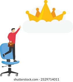 Crown symbol on cloud. Education or knowledge steps to success, learning or study for skill development to achieve business success. Flat vector illustration.





