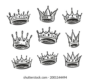 Crown symbol set. Royal, luxury icon. Coronation king or queen concept