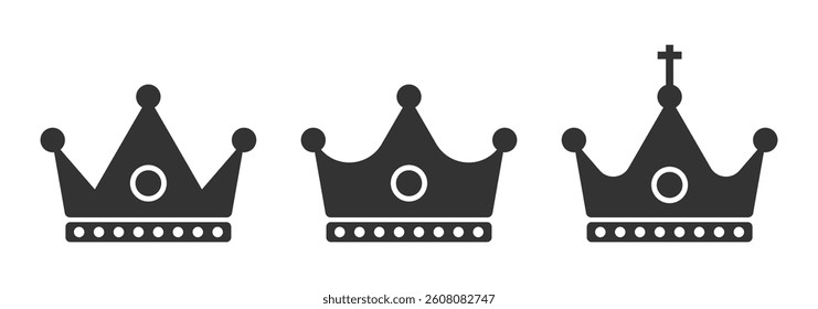 Crown symbols, crown icons, crown vector art illustration