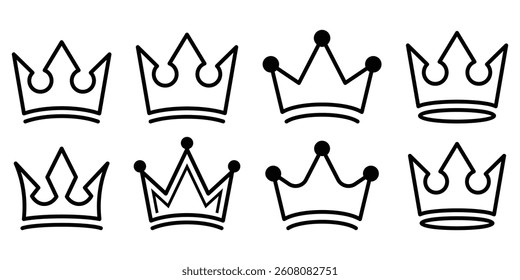 Crown symbols, crown icons, crown vector art illustration