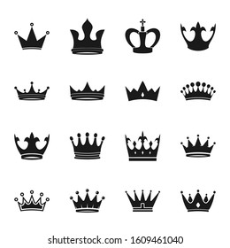 Crown symbols set. Vector icons collection