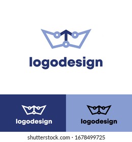 crown and t technology logo design modern creative logotype