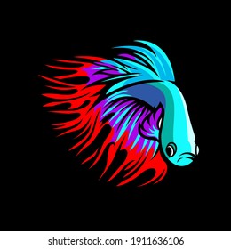 Crown tail betta fish mascot. esport logo design 