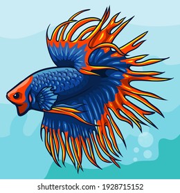 Crown tail betta fish mascot. esport logo design