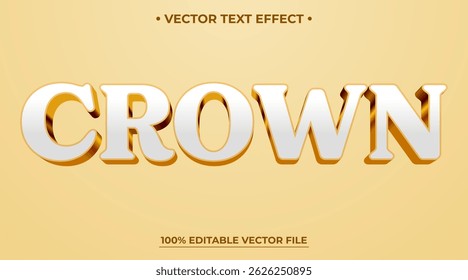 Crown text effect with modern and elegant 3d luxury style