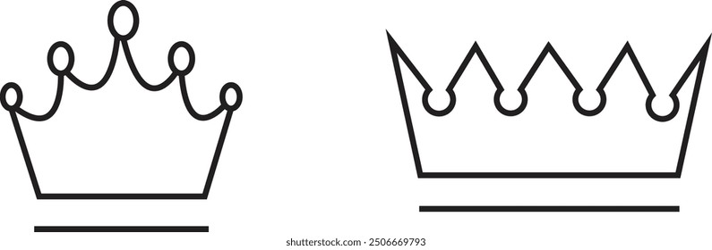 Crown thin line icon set. Silhouette crown collection. Black crown symbol. Editable stroke. Crown vector icon set. Vector illustration with transparent background.