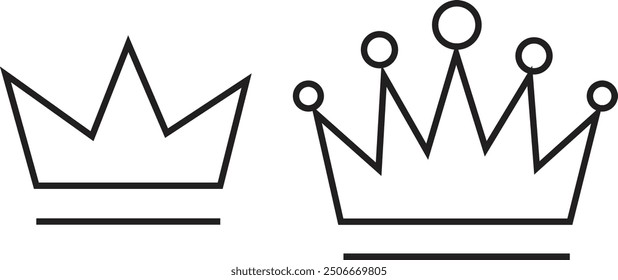 Crown thin line icon set. Silhouette crown collection. Black crown symbol. Editable stroke. Crown vector icon set. Vector illustration with transparent background.