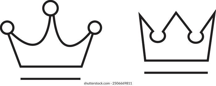 Crown thin line icon set. Silhouette crown collection. Black crown symbol. Editable stroke. Crown vector icon set. Vector illustration with transparent background.