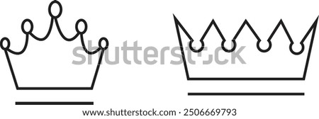 Crown thin line icon set. Silhouette crown collection. Black crown symbol. Editable stroke. Crown vector icon set. Vector illustration with transparent background.