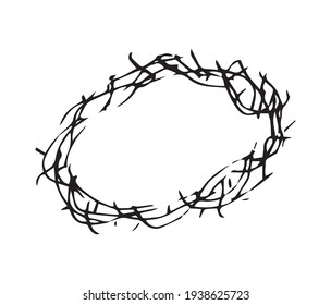 Crown of thorns. Christian symbol that recalls the Passion of Jesus. Holy Week. Vector illustration. 