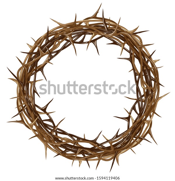 Crown of thorns.\
Color, artistic, graphic drawing of a crown of thorns with thorns\
on a white background.