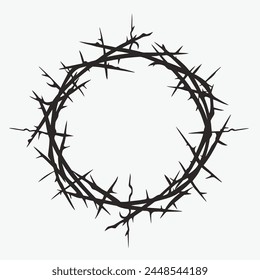 Crown of Thorns with Cross Logo Christian, Religion, Symbol, Emblem, Icon.