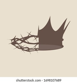 Crown of thorns and diadem of glory. Religious imagery illustration vector.