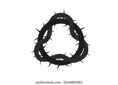 corona de espinas, Pascua, símbolo religioso cristiano dibujado a mano logo de ilustración vectorial
