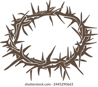 Crown of thorns, easter element, boho vector 