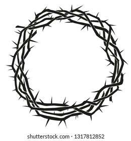 crown of thorns, easter religious symbol of Christianity hand drawn vector illustration sketch logo