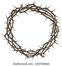 crown of thorns, easter religious symbol of Christianity hand drawn vector illustration sketch