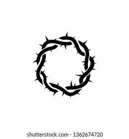 crown of thorns, easter, religious symbol of Christianity hand drawn vector illustration sketch logo