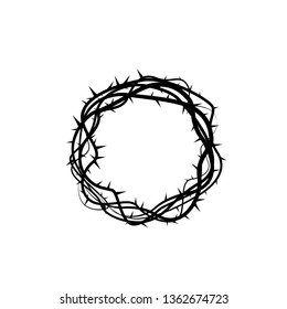 crown of thorns, easter, religious symbol of Christianity hand drawn vector illustration sketch logo