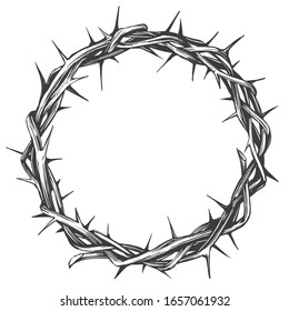 crown of thorns, easter religious symbol of Christianity hand drawn vector illustration sketch