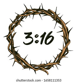 crown of thorns, easter religious symbol of Christianity hand drawn vector illustration sketch