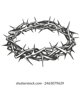 crown of thorns, easter religious symbol of Christianity hand drawn vector illustration sketch