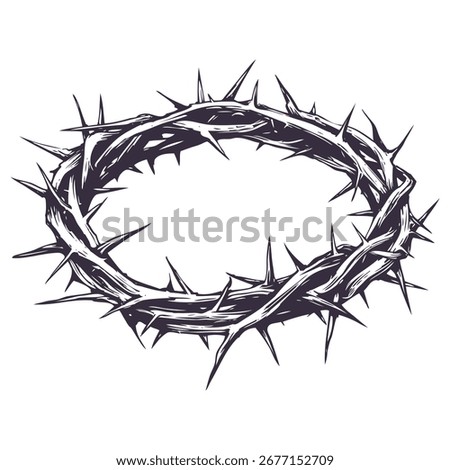 crown of thorns, easter religious symbol of Christianity hand drawn vector illustration sketch