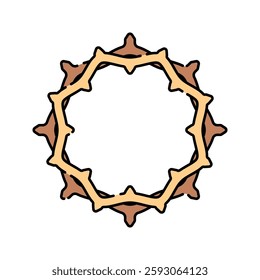 Crown of Thorns Flat design style, a circular thorned crown, symbolizing the suffering of Jesus, great for Easter materials, Christian content, and religious education.