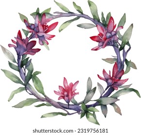 Crown of Thorns flower Watercolor illustration. Hand drawn underwater element design. Artistic vector marine design element. Illustration for greeting cards, printing and other design projects.