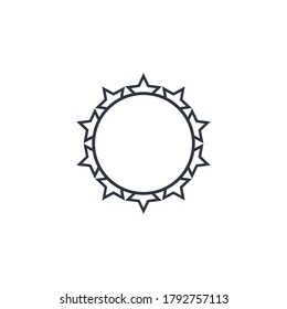 Crown of thorns, geometric circle. Stock vector illustration isolated on white background.