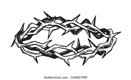 Crown of thorns hand drawn illustration on white background.	
