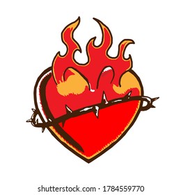 Crown Of Thorns And Heart, Icon, Logo Or Tattoo Art, Vector, Eps 10