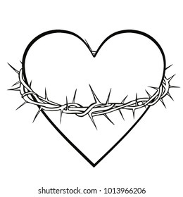 Crown of Thorns and Heart Vector Illustration-illustration