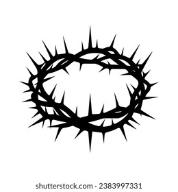 Crown of thorns icon. Black silhouette of a religious symbol of Christianity. Vector illustration.