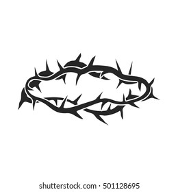 Crown of thorns icon in black style isolated on white background. Religion symbol stock vector illustration.
