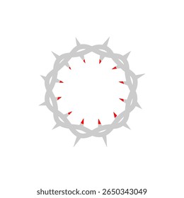 Crown of Thorns Icon. Christian Religious Symbol of Jesus Christ’s Crucifixion, Passion, and Sacrifice. Line Art Black Outline Isolated on White Background. Holy Week and Easter Graphic