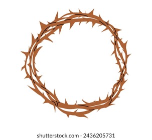 Crown of thorns icon. Easter symbol. Religious christian sign. Holy Week. Vector illustration in flat hand drawn style