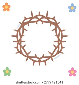 	
Crown of thorns icon for good friday holy week and lent religious season. Hand drawn.