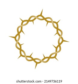 Crown of thorns icon. Gradient golden color. Holy Week inspiration. Vector illustration, flat design