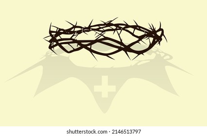 crown of thorns illustration with royal crown shadow