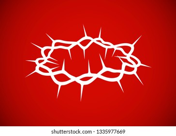 Crown of thorns. Isolated on red background. Vector illustration, eps 10.
